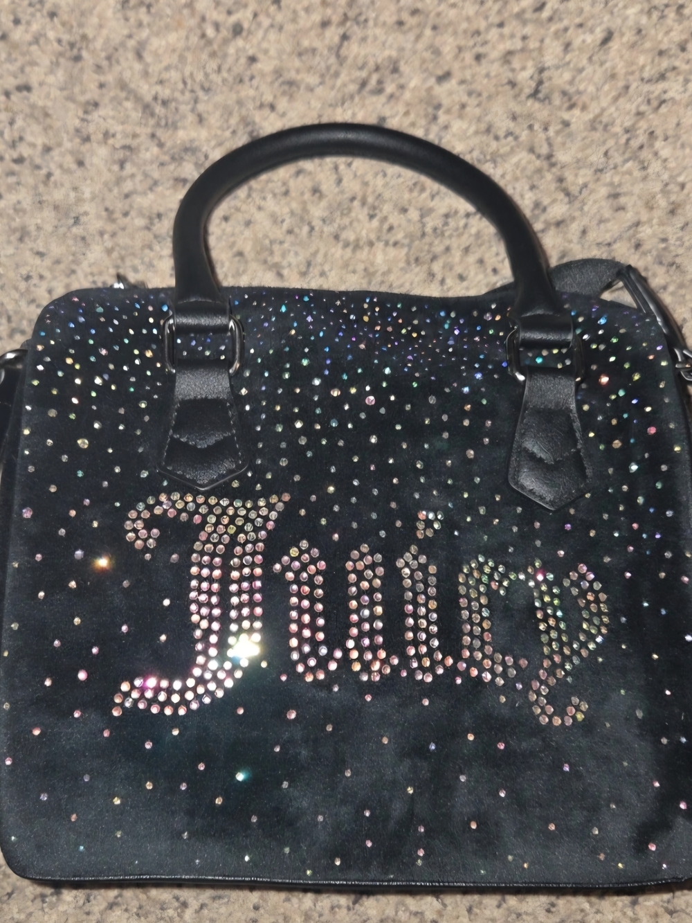 Juicy Couture Black Crystal-Embellished Satchel Brand New Never Used.